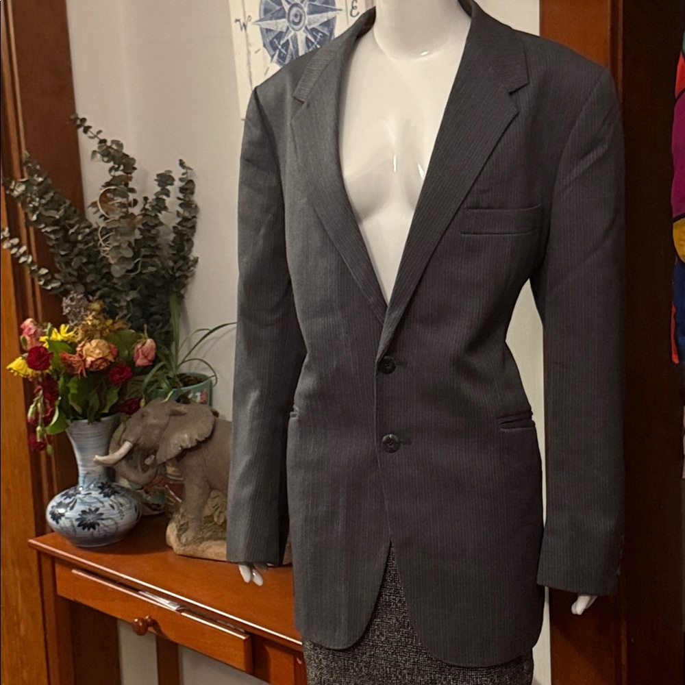 Classic Women's Gray Pinstripe Blazer